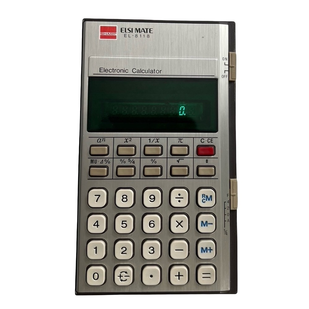 Vintage Sharp Elsi Mate EL-8118 Electronic Calculator VFD Green Display Japan